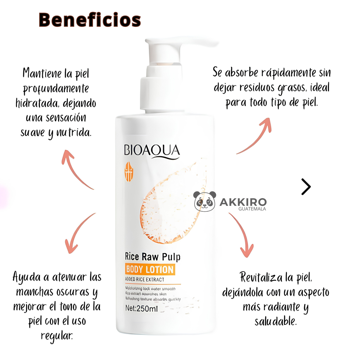 Loción Corporal BIOAQUA Extracto de Arroz Natural