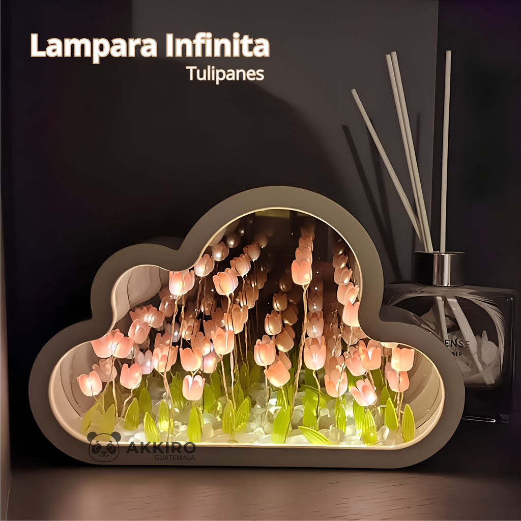 Lámpara Infinita de Nube con Tulipanes