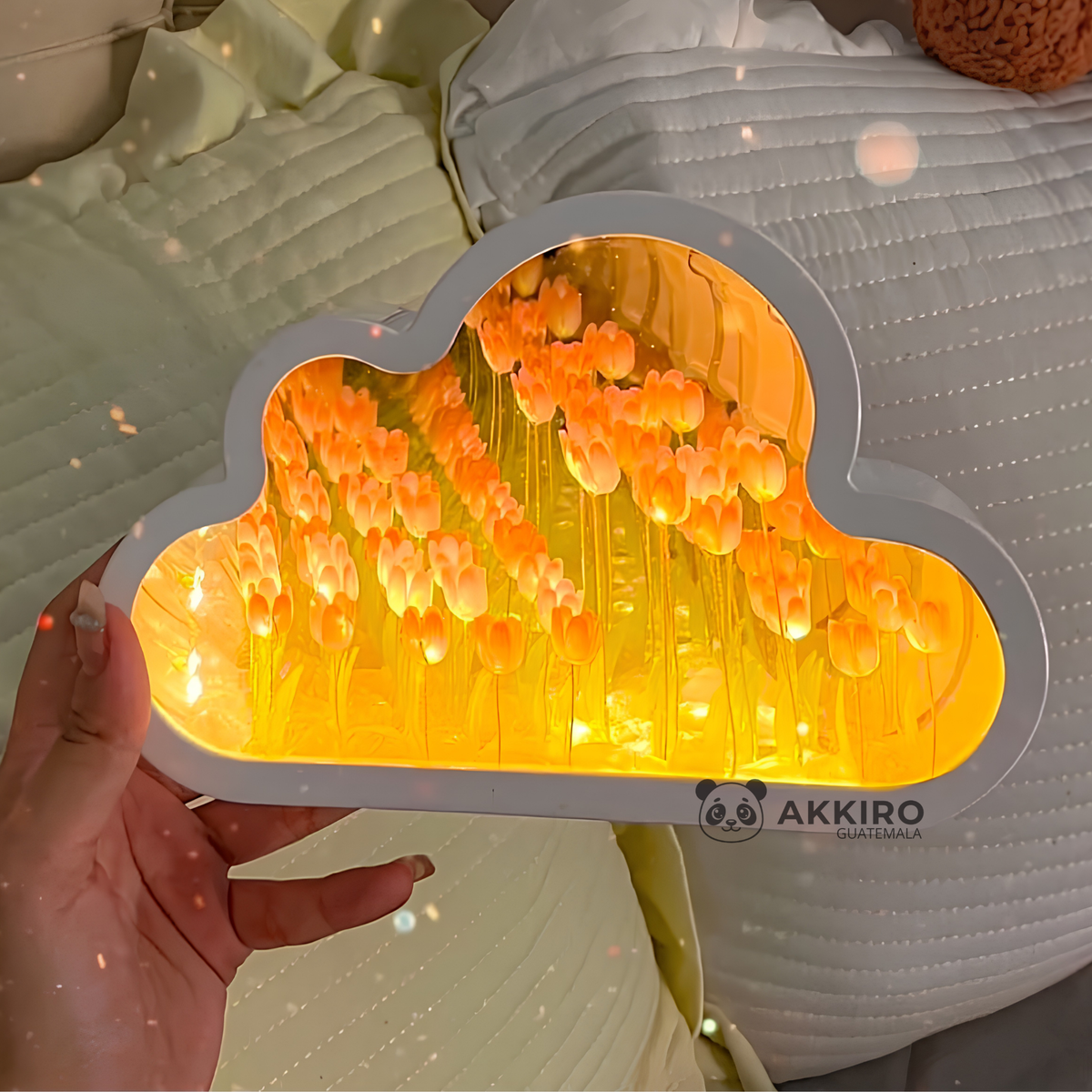Lámpara Infinita de Nube con Tulipanes