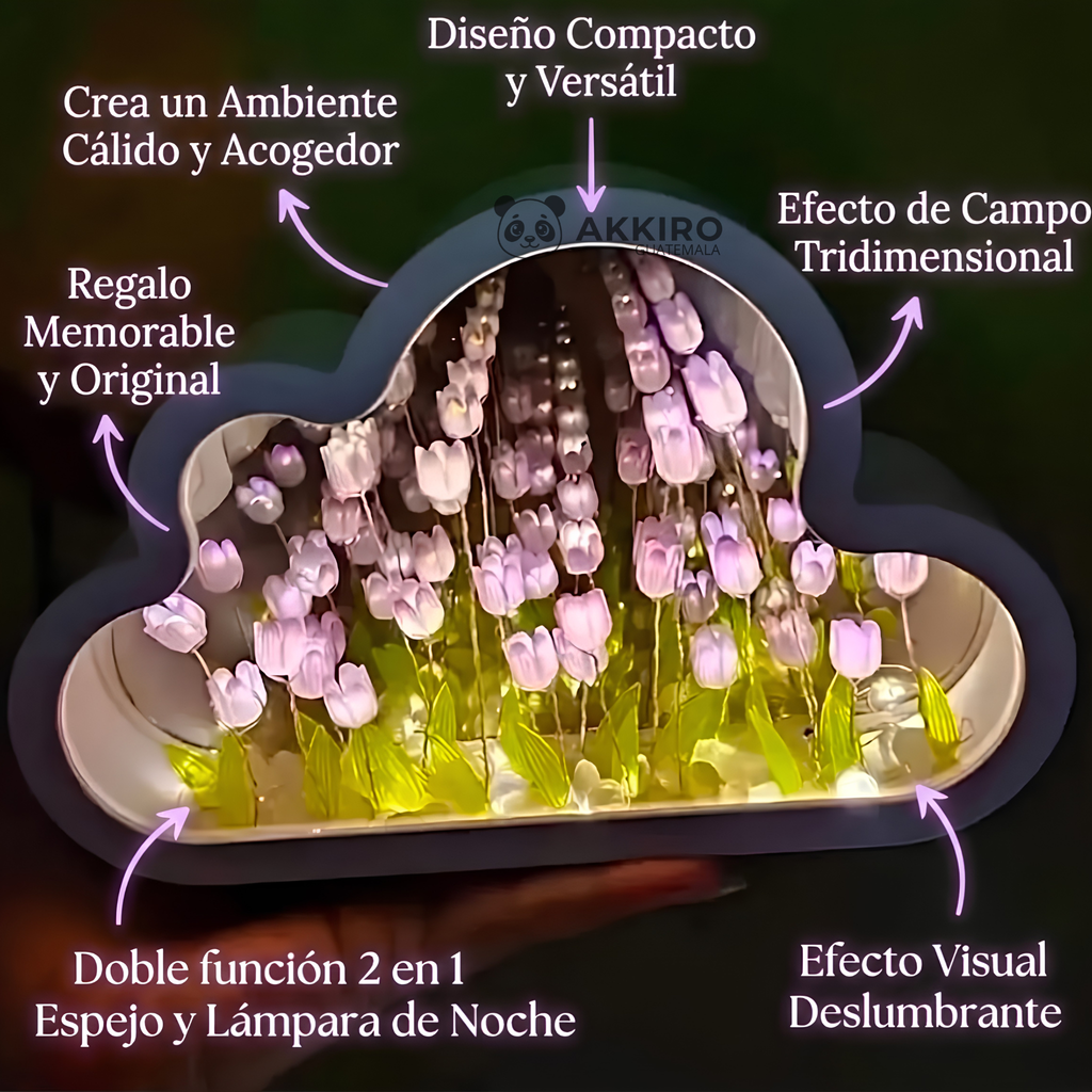 Lámpara Infinita de Nube con Tulipanes