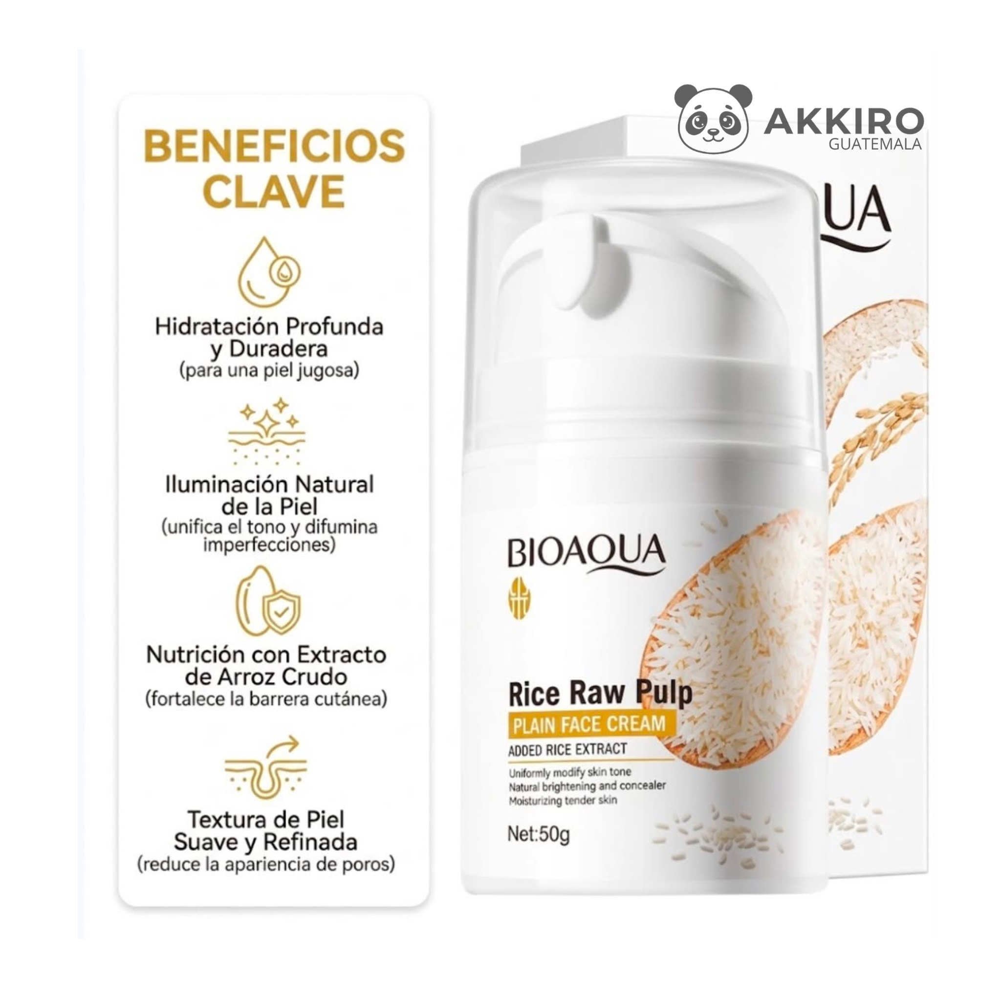 Crema Facial Aclarante de Arroz (50g) BIOAQUA